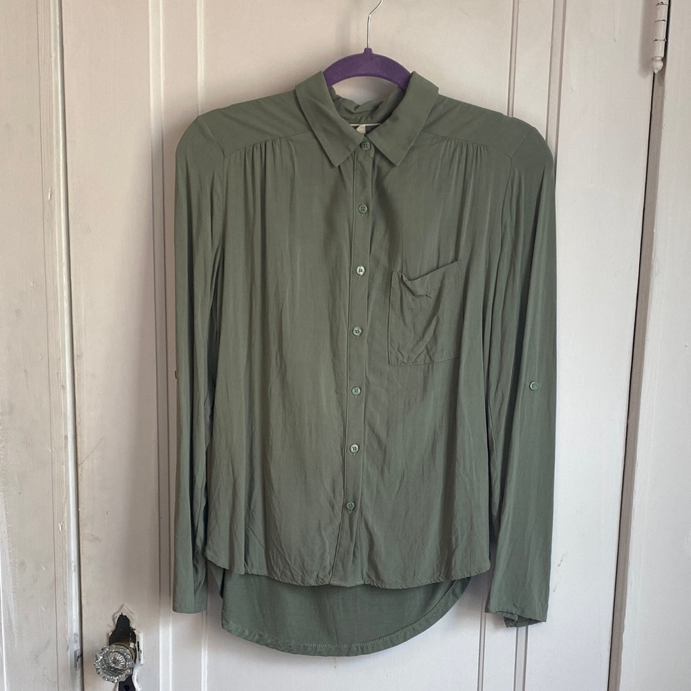 Sage Green Roll Tab Sleeve Button down, S